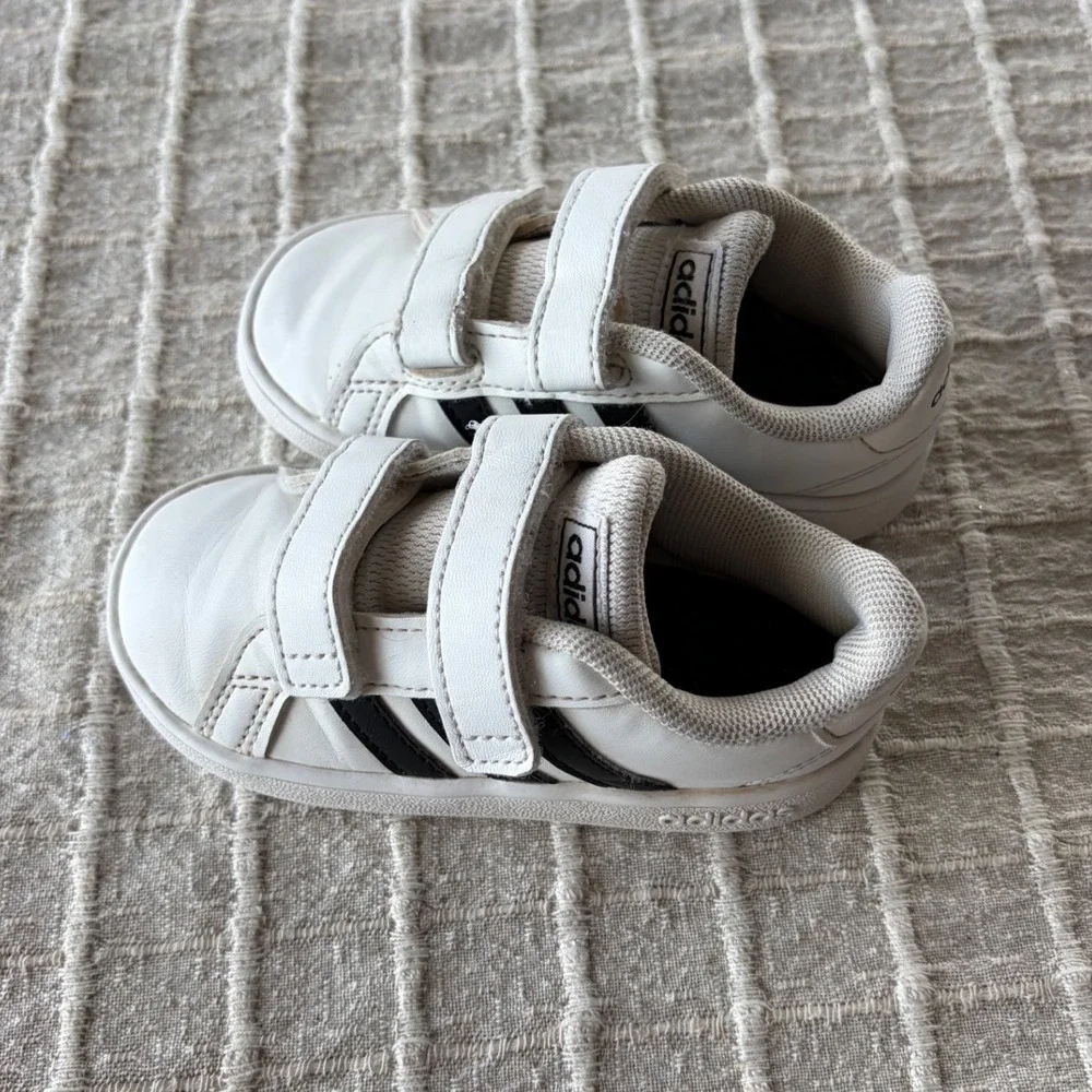 Adidas Grand Court Toddler Shoes White Black Sneakers Size 6K EF0118